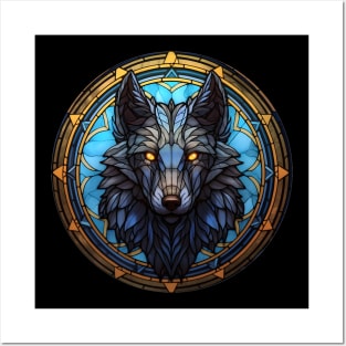 Stained Glass Scary Wolf Posters and Art